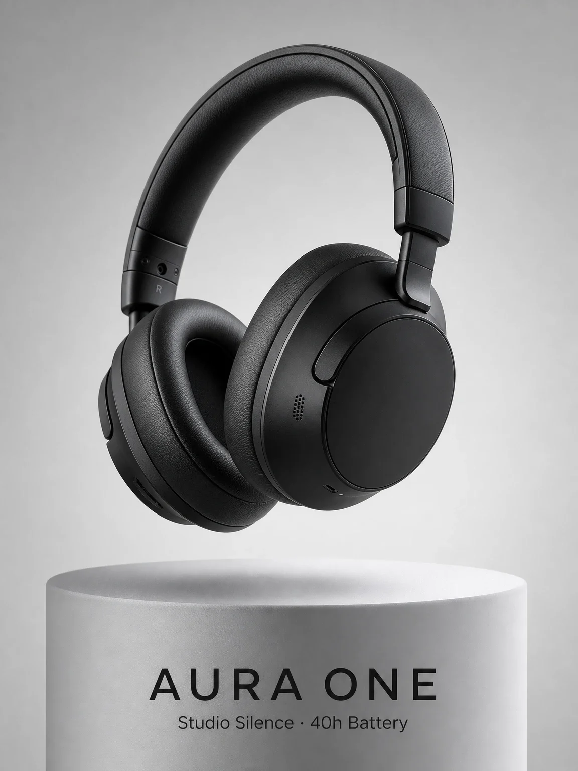 Matte black headphones product shot
