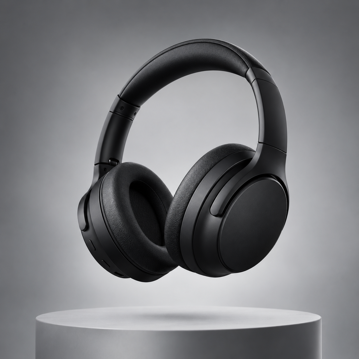 Matte black headphones ecommerce hero shot