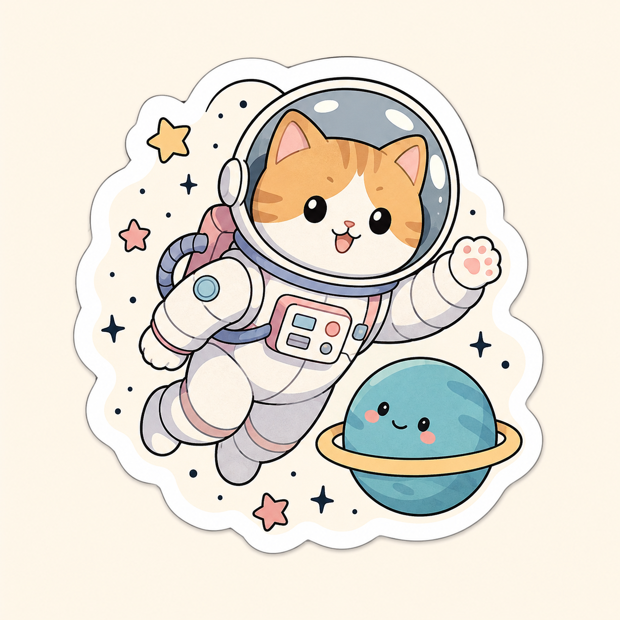 Astronaut cat vinyl sticker concept