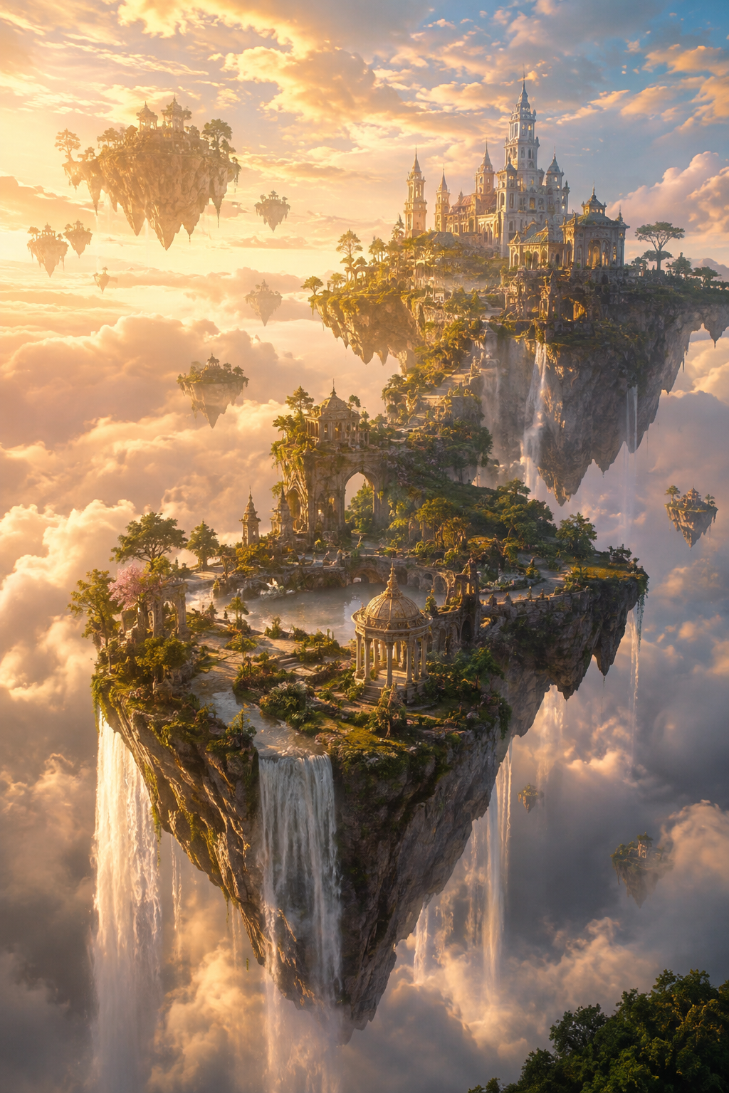 Fantasy floating islands landscape